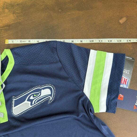 Seattle Seahawks Lace boxy Fanatics Jersey size Large Bling Logo Nfl sportswear - Picture 7 of 9